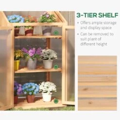 Outsunny Wooden Greenhouse Cold Frame With Openable Lid & Double Door 70L X 50W X 120Hcm - Brown - 845-672BN -OUTSUNNY Sales Shop o u outsunny 845 672bn shelves