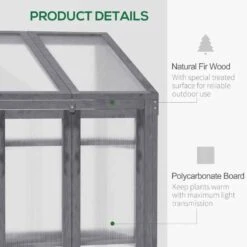 Outsunny Wooden Greenhouse Cold Frame With Openable Lid & Double Door 70L X 50W X 120Hcm - Grey - 845-672GY 13 Outsunny Wooden Greenhouse Cold Frame With Openable Lid & Double Door 70L X 50W X 120Hcm - Grey - 845-672GY -OUTSUNNY Sales Shop o u outsunny 845 672gy details