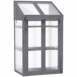 Outsunny Wooden Greenhouse Cold Frame With Openable Lid & Double Door 70L X 50W X 120Hcm - Grey - 845-672GY 12 Outsunny Wooden Greenhouse Cold Frame With Openable Lid & Double Door 70L X 50W X 120Hcm - Grey - 845-672GY -OUTSUNNY Sales Shop o u outsunny 845 672gy full