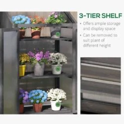 Outsunny Wooden Greenhouse Cold Frame With Openable Lid & Double Door 70L X 50W X 120Hcm - Grey - 845-672GY 14 Outsunny Wooden Greenhouse Cold Frame With Openable Lid & Double Door 70L X 50W X 120Hcm - Grey - 845-672GY -OUTSUNNY Sales Shop o u outsunny 845 672gy shelves