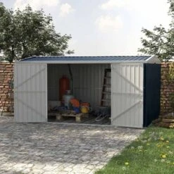 Outsunny 14 X 9ft Garden Outdoor Storage Shed With Lockable Door - Grey - 845-678 -OUTSUNNY Sales Shop o u outsunny 845 678 outdoor