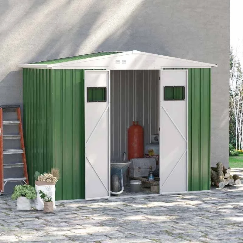 Outsunny 8 X 4ft Garden Outdoor Storage Shed With Lockable Door - Green - 845-681 1 Outsunny 8 X 4ft Garden Outdoor Storage Shed With Lockable Door - Green - 845-681