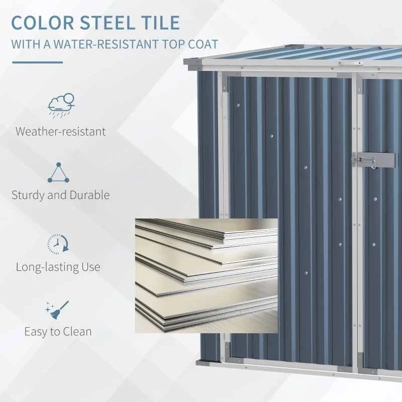 Outsunny 5ft X 3ft Steel 2-Bin Storage Shed With Double Locking Doors - Grey - 845-682 4 Outsunny 5ft X 3ft Steel 2-Bin Storage Shed With Double Locking Doors - Grey - 845-682 - Image 4