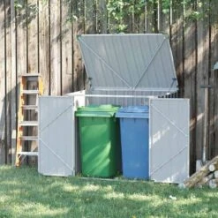 Outsunny 5ft X 3ft Steel 2-Bin Storage Shed With Double Locking Doors - Grey - 845-682 19 Outsunny 5ft X 3ft Steel 2-Bin Storage Shed With Double Locking Doors - Grey - 845-682 -OUTSUNNY Sales Shop o u outsunny 845 682 outdoor