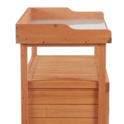 Outsunny Multi-function Potting Table With Storage Cabinet And Galvanized Table Top - Brown - 845-716 -OUTSUNNY Sales Shop o u outsunny 845 716 side