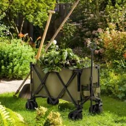 Outsunny Folding Garden Trolley - Green - 845-848V00DG