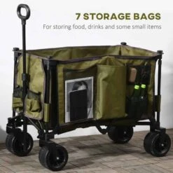 Outsunny Folding Garden Trolley - Green - 845-848V00DG -OUTSUNNY Sales Shop o u outsunny 845 848v00dg 7