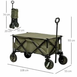 Outsunny Folding Garden Trolley - Green - 845-853V00GN -OUTSUNNY Sales Shop o u outsunny 845 853v00gn 2