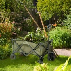Outsunny Folding Garden Trolley - Green - 845-853V00GN -OUTSUNNY Sales Shop o u outsunny 845 853v00gn 9