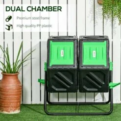 Outsunny 130 Litre Dual Rotating Garden Compost Bin - Green & Black - 845-916V01BK 16 Outsunny 130 Litre Dual Rotating Garden Compost Bin - Green & Black - 845-916V01BK -OUTSUNNY Sales Shop o u outsunny 845 916v01bk 6