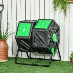 Outsunny 130 Litre Dual Rotating Garden Compost Bin - Green & Black - 845-916V01BK 19 Outsunny 130 Litre Dual Rotating Garden Compost Bin - Green & Black - 845-916V01BK -OUTSUNNY Sales Shop o u outsunny 845 916v01bk 9