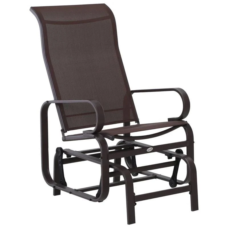Outsunny Steel Garden Rocking Chair - Brown - 84A-009BN 2 Outsunny Steel Garden Rocking Chair - Brown - 84A-009BN - Image 2