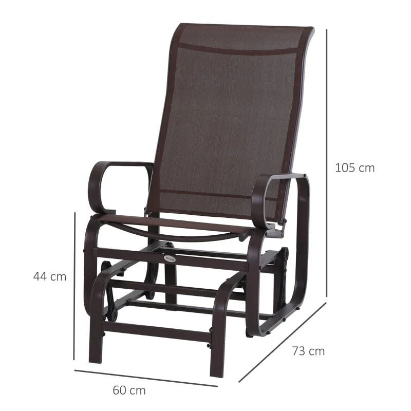 Outsunny Steel Garden Rocking Chair - Brown - 84A-009BN 3 Outsunny Steel Garden Rocking Chair - Brown - 84A-009BN - Image 3