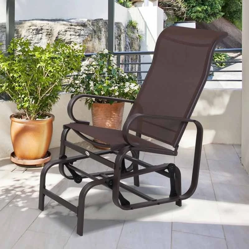 Outsunny Steel Garden Rocking Chair - Brown - 84A-009BN 1 Outsunny Steel Garden Rocking Chair - Brown - 84A-009BN