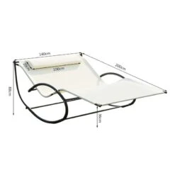 Outsunny Double Rocking Sun Lounger - White - 84A-027 -OUTSUNNY Sales Shop o u outsunny 84a 027 dimensions