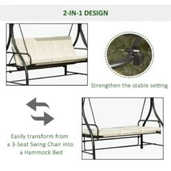 Outsunny 2 In 1 Canopy Swing Chair - Beige And Black - 84A-031 -OUTSUNNY Sales Shop o u outsunny 84a 031 design