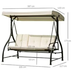 Outsunny 2 In 1 Canopy Swing Chair - Beige And Black - 84A-031 -OUTSUNNY Sales Shop o u outsunny 84a 031 dimensions
