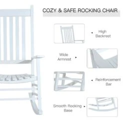 Outsunny Garden Rocking Chair - White - 84A-041WT 12 Outsunny Garden Rocking Chair - White - 84A-041WT -OUTSUNNY Sales Shop o u outsunny 84a 041wt 2