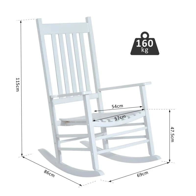 Outsunny Garden Rocking Chair - White - 84A-041WT 3 Outsunny Garden Rocking Chair - White - 84A-041WT - Image 3