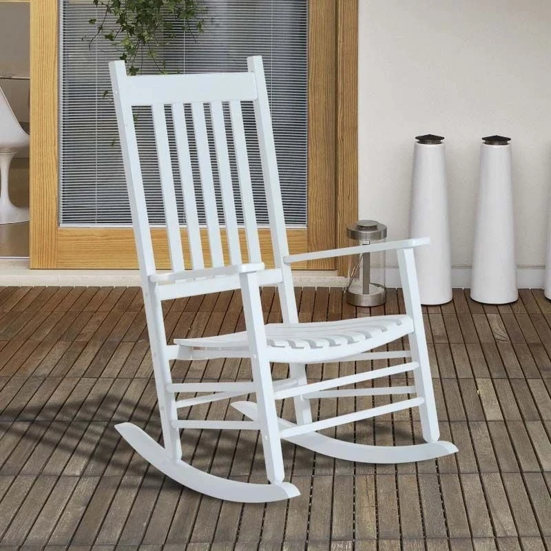 Outsunny Garden Rocking Chair - White - 84A-041WT 9 Outsunny Garden Rocking Chair - White - 84A-041WT - Image 9