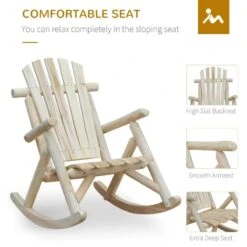 Outsunny Garden Rocking Chair - Natural Wood - 84A-046 -OUTSUNNY Sales Shop o u outsunny 84a 046 5