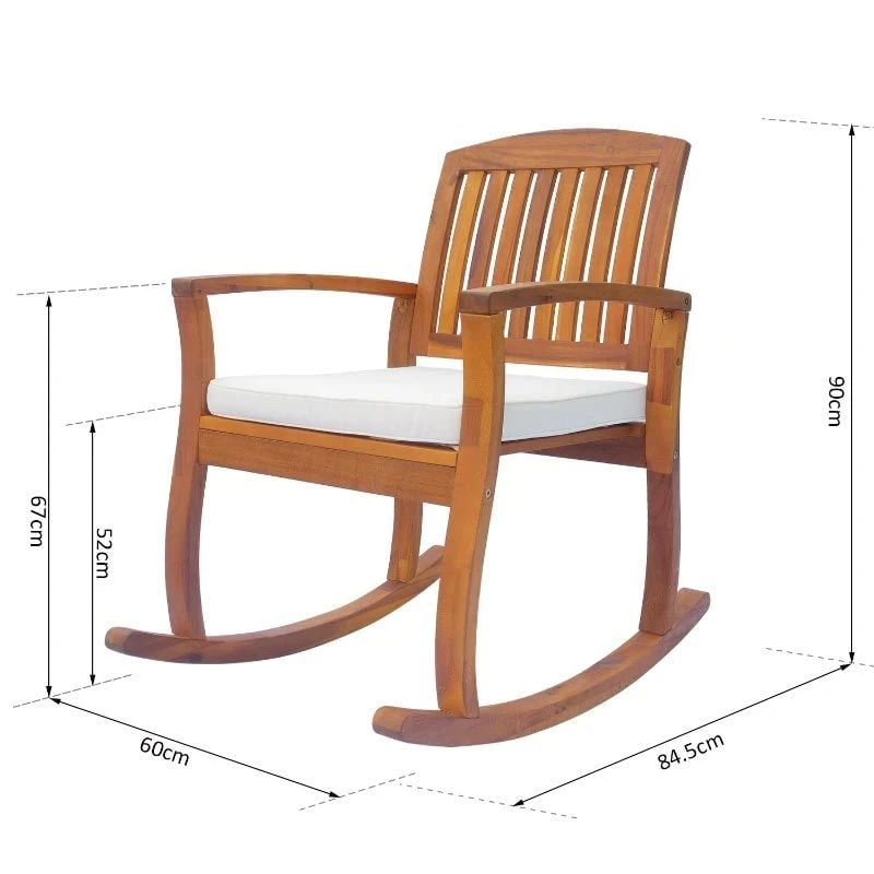 Outsunny Garden Rocking Chair - Wooden - White - 84A-047 3 Outsunny Garden Rocking Chair - Wooden - White - 84A-047 - Image 3