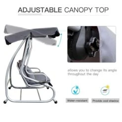 Outsunny 3-Seater Swing Chair With Pillows - Grey - 84A-051GY -OUTSUNNY Sales Shop o u outsunny 84a 051gy canopy