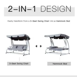 Outsunny 3-Seater Swing Chair With Pillows - Grey - 84A-051GY -OUTSUNNY Sales Shop o u outsunny 84a 051gy design