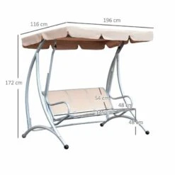 Outsunny 3 Seater Sling Fabric Garden Swing Chair - Beige - 84A-053 -OUTSUNNY Sales Shop o u outsunny 84a 053 dimensions