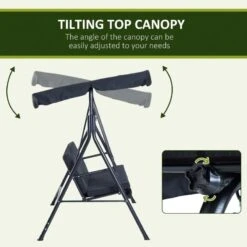 Outsunny 3 Seater Canopy Swing Chair - Black - 84A-054BK -OUTSUNNY Sales Shop o u outsunny 84a 054bk canopy