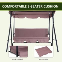 Outsunny 3 Seater Canopy Swing Chair - Brown - 84A-054BN -OUTSUNNY Sales Shop o u outsunny 84a 054bn 3seater