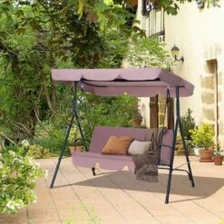 Outsunny 3 Seater Canopy Swing Chair - Brown - 84A-054BN -OUTSUNNY Sales Shop o u outsunny 84a 054bn 5