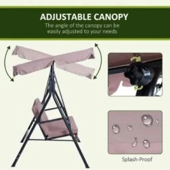 Outsunny 3 Seater Canopy Swing Chair - Brown - 84A-054BN -OUTSUNNY Sales Shop o u outsunny 84a 054bn canopy