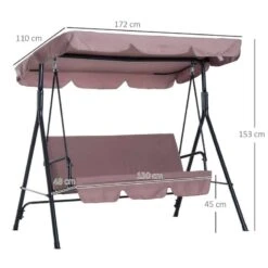 Outsunny 3 Seater Canopy Swing Chair - Brown - 84A-054BN -OUTSUNNY Sales Shop o u outsunny 84a 054bn dimensions