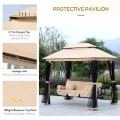 Outsunny 3-Seater Multi-Functional Convertible Swing Chair Gazebo - Beige - 84A-056 -OUTSUNNY Sales Shop o u outsunny 84a 056 canopy