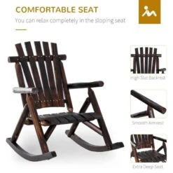 Outsunny Wooden Garden Rocking Chair - Brown-84A-065 -OUTSUNNY Sales Shop o u outsunny 84a 065 4