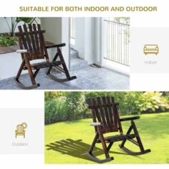 Outsunny Wooden Garden Rocking Chair - Brown-84A-065 -OUTSUNNY Sales Shop o u outsunny 84a 065 5