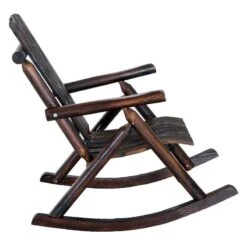 Outsunny Wooden Garden Rocking Chair - Brown-84A-065 -OUTSUNNY Sales Shop o u outsunny 84a 065 6