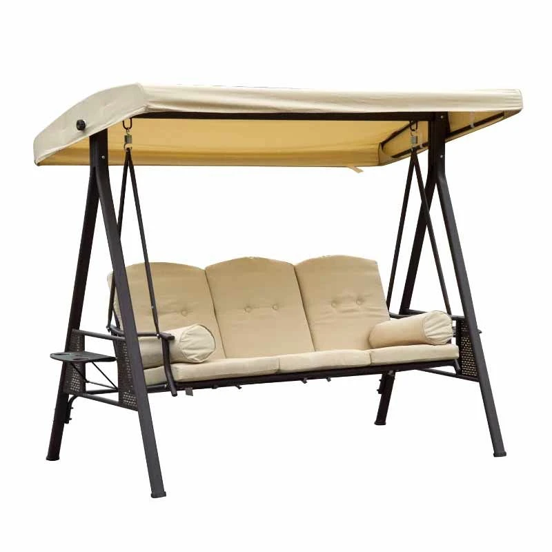Outsunny 3 Seater Canopy Cushion Swing Chair - Beige - 84A-069 2 Outsunny 3 Seater Canopy Cushion Swing Chair - Beige - 84A-069 - Image 2