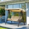 Outsunny 3 Seater Canopy Cushion Swing Chair - Beige - 84A-069 -OUTSUNNY Sales Shop o u outsunny 84a 069