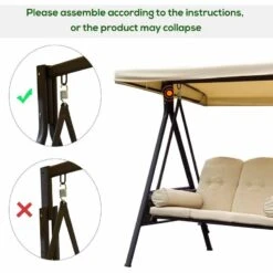 Outsunny 3 Seater Canopy Cushion Swing Chair - Beige - 84A-069 17 Outsunny 3 Seater Canopy Cushion Swing Chair - Beige - 84A-069 -OUTSUNNY Sales Shop o u outsunny 84a 069 assembly