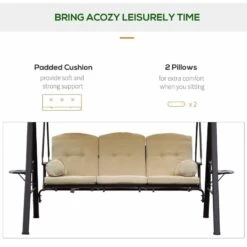 Outsunny 3 Seater Canopy Cushion Swing Chair - Beige - 84A-069 19 Outsunny 3 Seater Canopy Cushion Swing Chair - Beige - 84A-069 -OUTSUNNY Sales Shop o u outsunny 84a 069 cushion