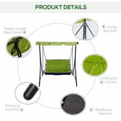 Outsunny 2 Seater Garden Swing Seat Bed - Green - 84A-072GN -OUTSUNNY Sales Shop o u outsunny 84a 072gn details