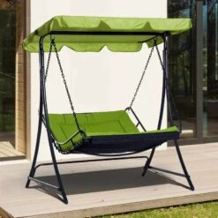 Outsunny 2 Seater Garden Swing Seat Bed - Green - 84A-072GN -OUTSUNNY Sales Shop o u outsunny 84a 072gn lifestyle