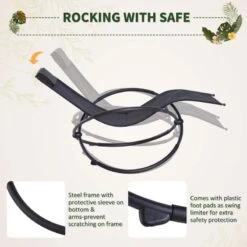 Outsunny Steel Garden Rocking Chair - Black - 84A-079BK -OUTSUNNY Sales Shop o u outsunny 84a 079bk 4