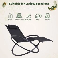 Outsunny Steel Garden Rocking Chair - Black - 84A-079BK -OUTSUNNY Sales Shop o u outsunny 84a 079bk 6