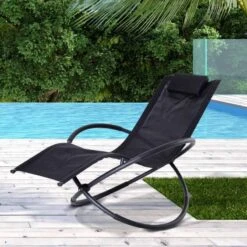 Outsunny Steel Garden Rocking Chair - Black - 84A-079BK -OUTSUNNY Sales Shop o u outsunny 84a 079bk 9