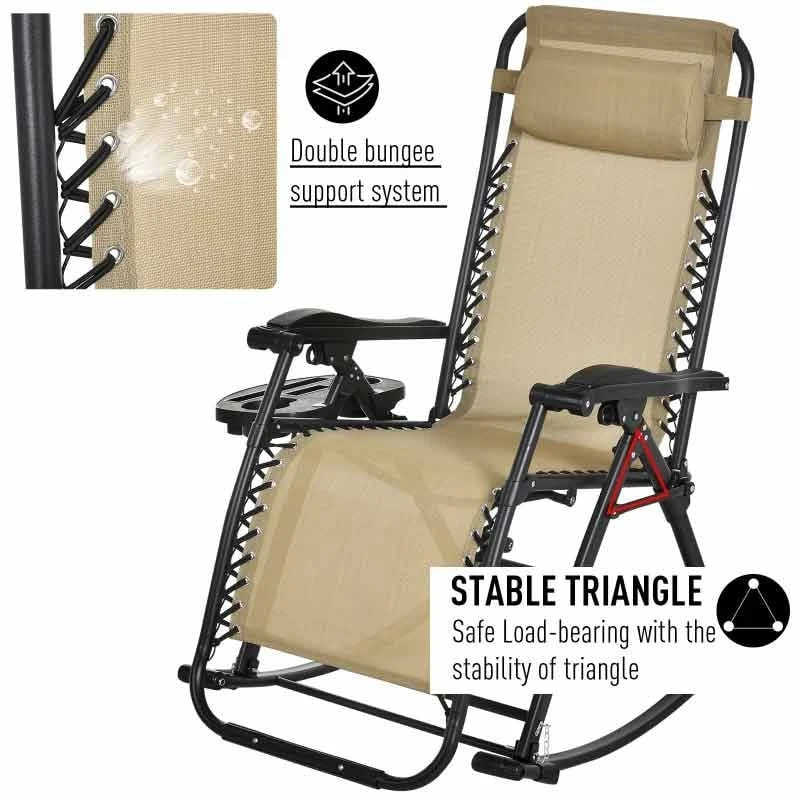 Outsunny Steel Garden Rocking Chair - Beige - 84A-080CW 6 Outsunny Steel Garden Rocking Chair - Beige - 84A-080CW - Image 6