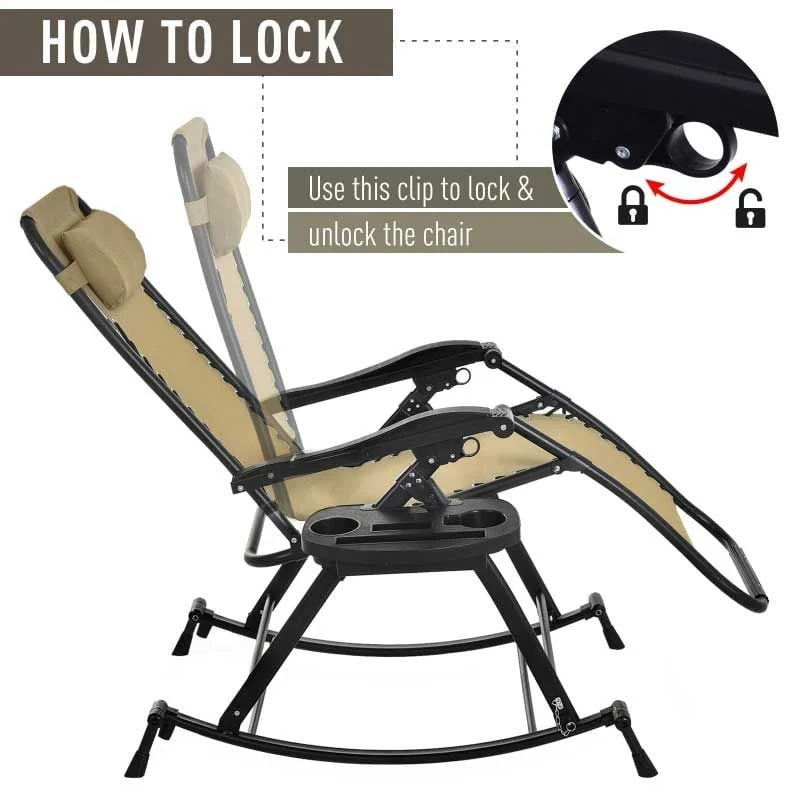 Outsunny Steel Garden Rocking Chair - Beige - 84A-080CW 7 Outsunny Steel Garden Rocking Chair - Beige - 84A-080CW - Image 7