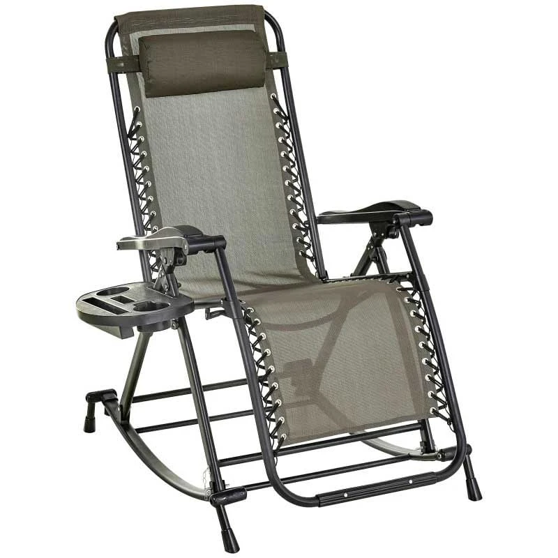 Outsunny Steel Garden Rocking Chair - Grey - 84A-080GY 2 Outsunny Steel Garden Rocking Chair - Grey - 84A-080GY - Image 2